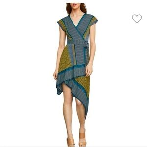 BCBGMaxAzria Golden Citron Wrap Asymmetrical Dress